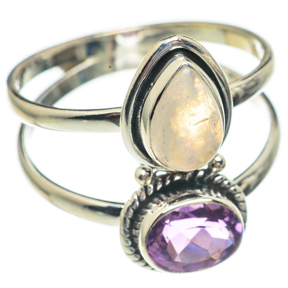 Rainbow Moonstone Rings handcrafted by Anasilvercos - RING68891
