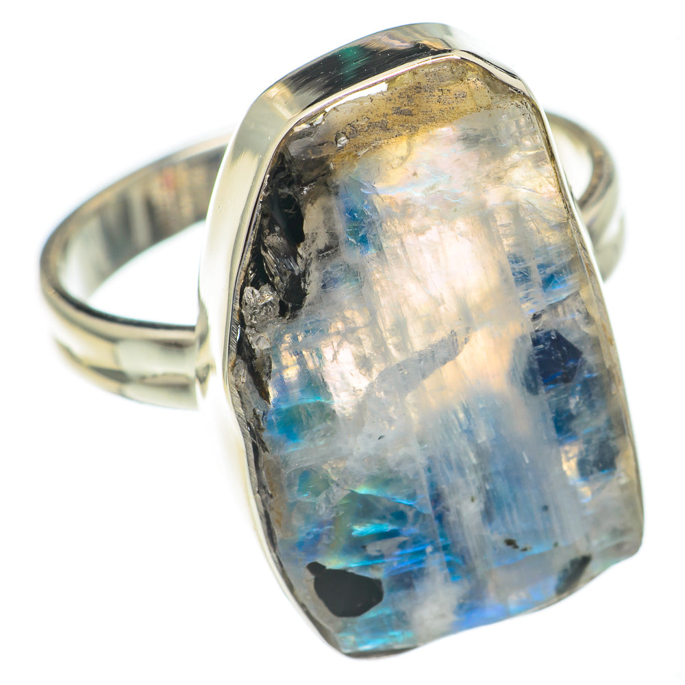 Rainbow Moonstone Rings handcrafted by Anasilvercos - RING68895