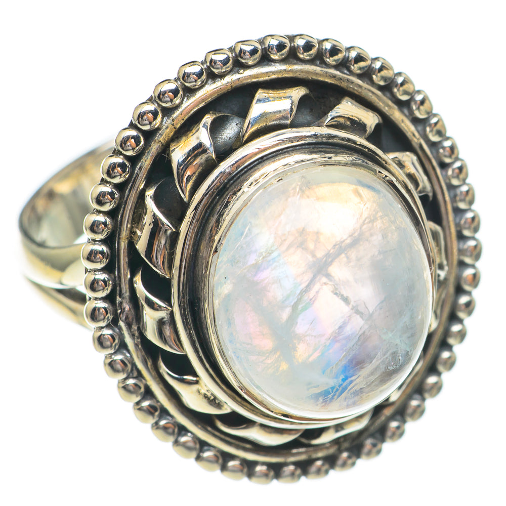 Rainbow Moonstone Rings handcrafted by Anasilvercos - RING68896