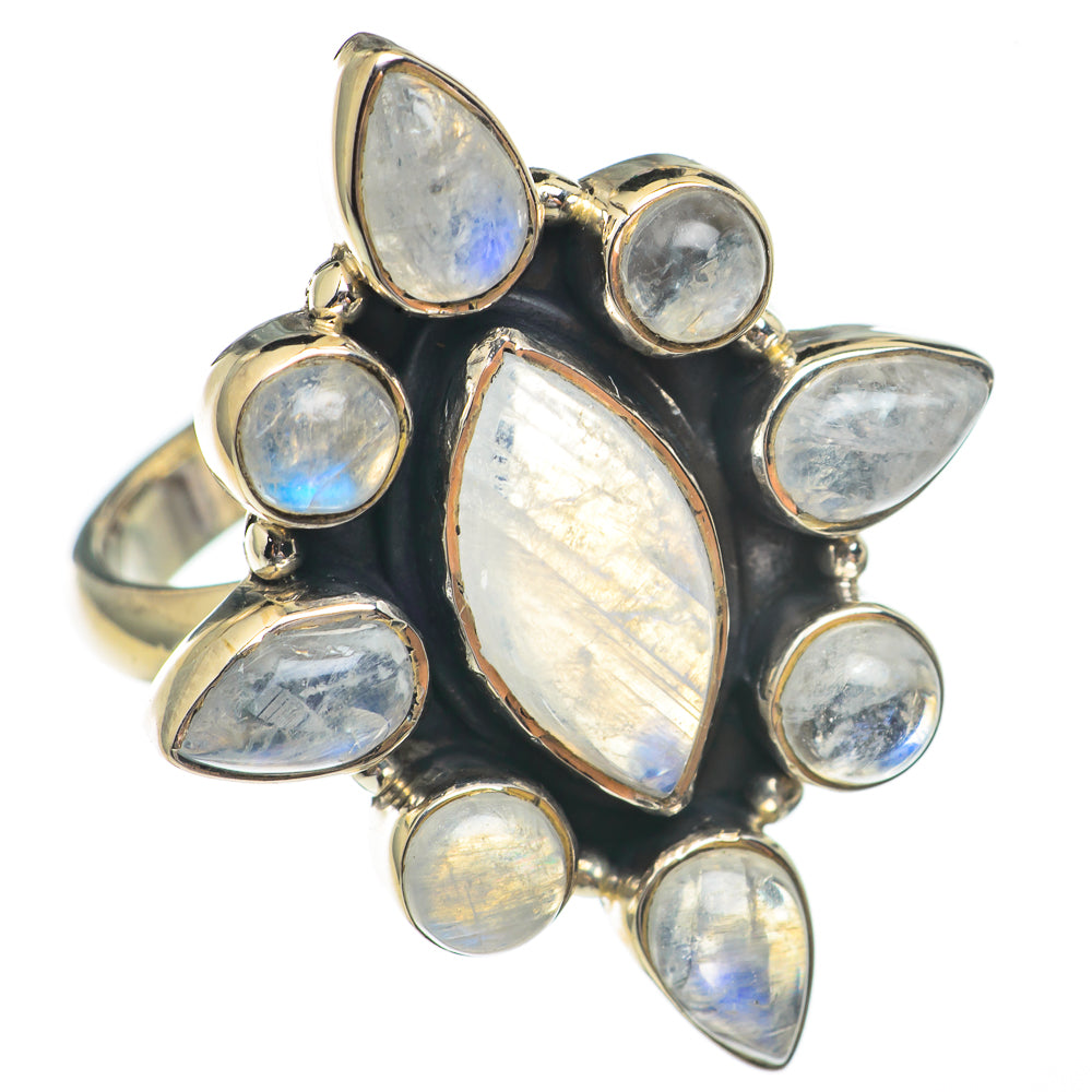 Rainbow Moonstone Rings handcrafted by Anasilvercos - RING68900
