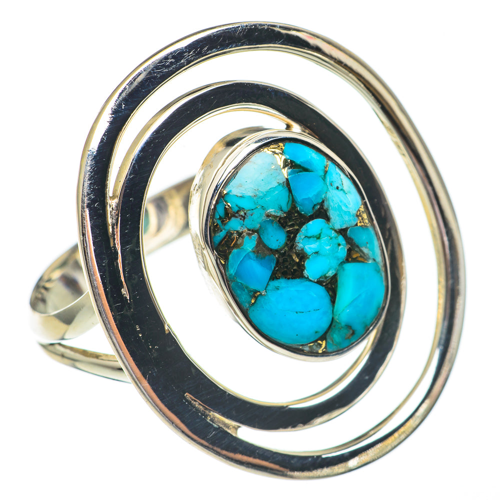 Blue Copper Composite Turquoise Rings handcrafted by Anasilvercos - RING68930