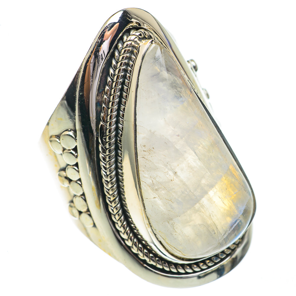 Rainbow Moonstone Rings handcrafted by Anasilvercos - RING68946