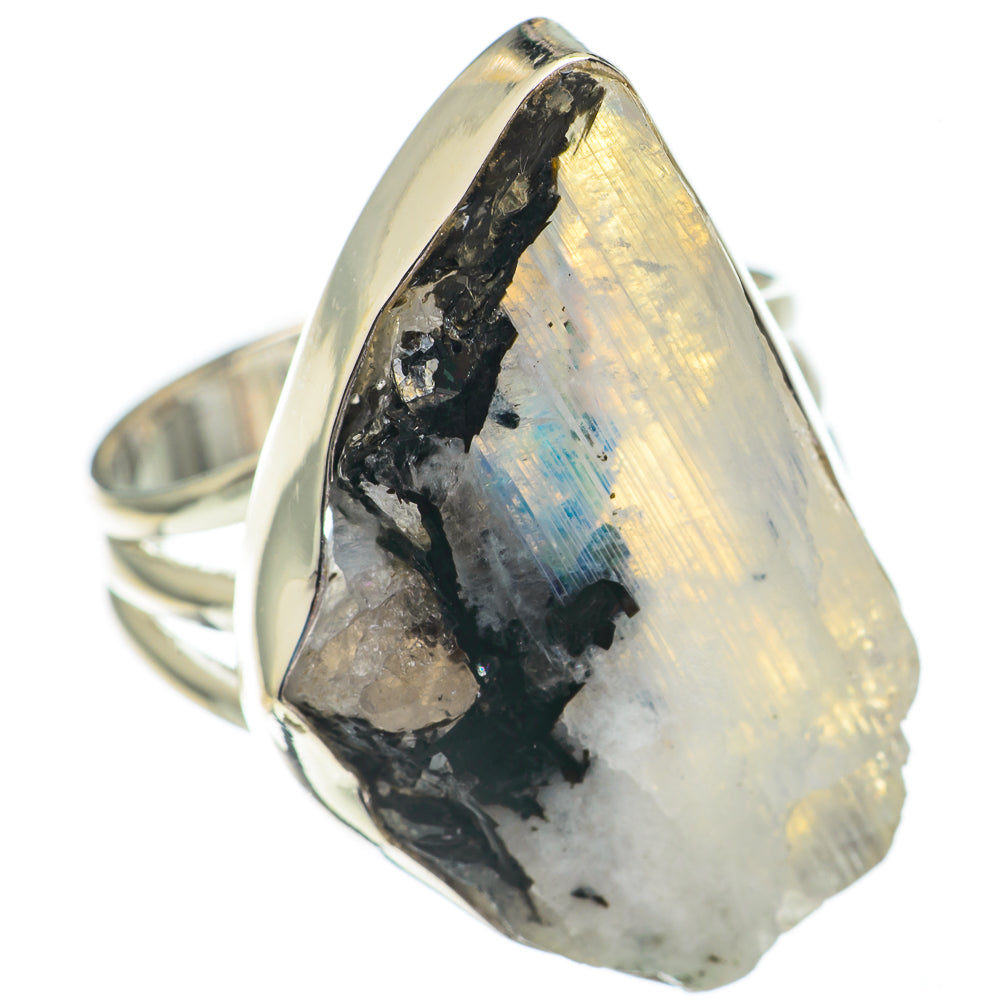 Rainbow Moonstone Rings handcrafted by Anasilvercos - RING68950