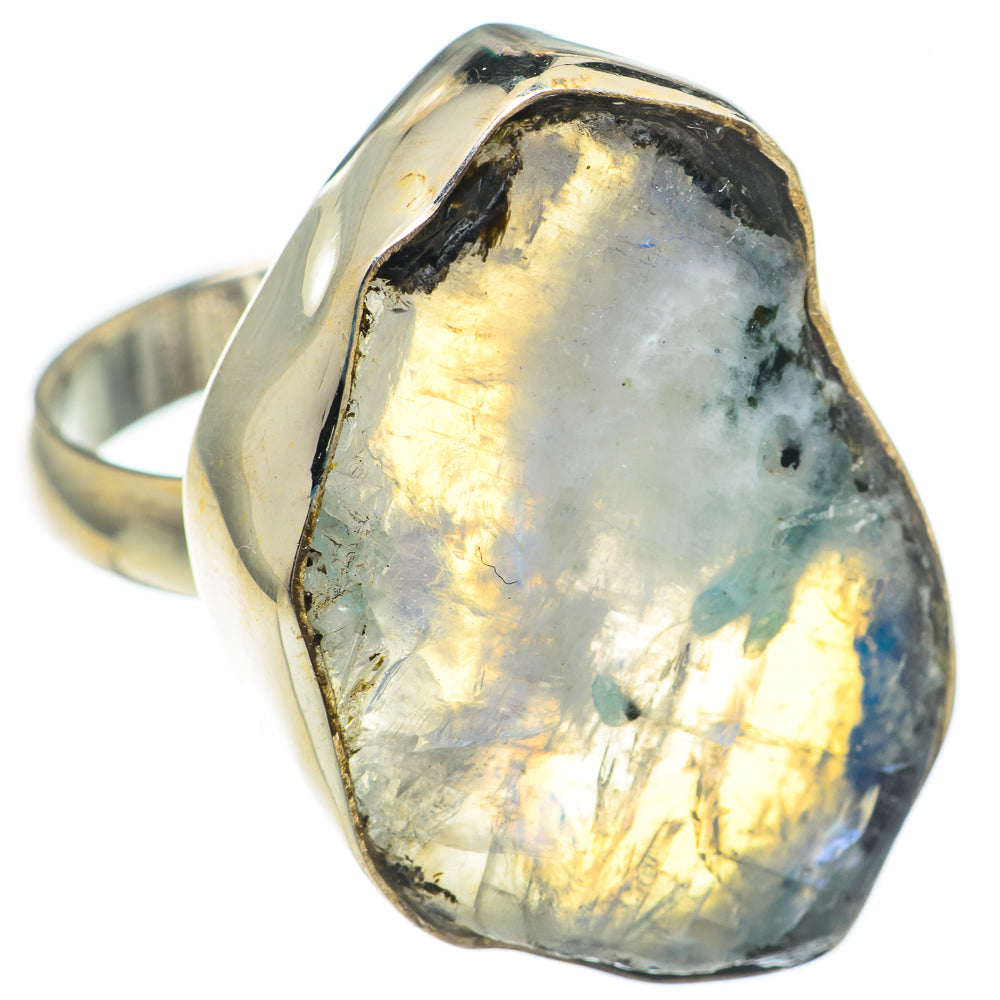Rainbow Moonstone Rings handcrafted by Anasilvercos - RING68981