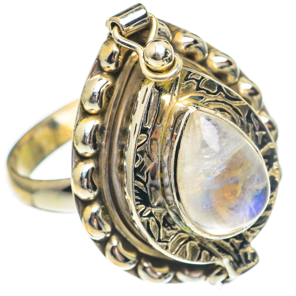 Rainbow Moonstone Rings handcrafted by Anasilvercos - RING68983