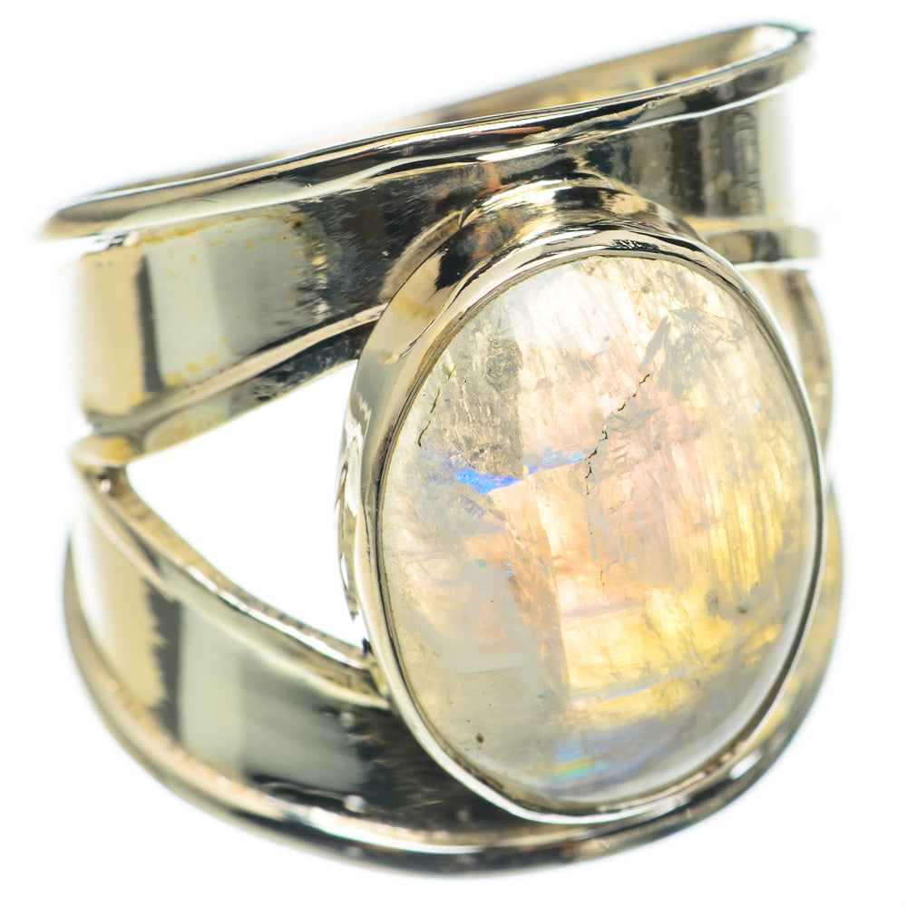 Rainbow Moonstone Rings handcrafted by Anasilvercos - RING69014