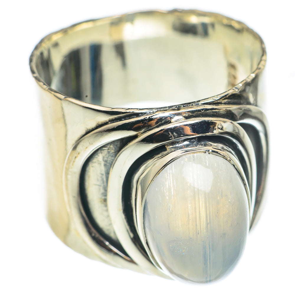 Rainbow Moonstone Rings handcrafted by Anasilvercos - RING69016