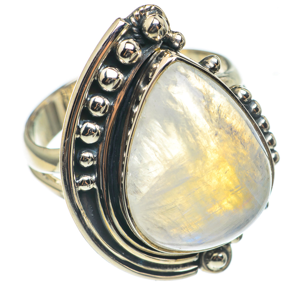 Rainbow Moonstone Rings handcrafted by Anasilvercos - RING69017