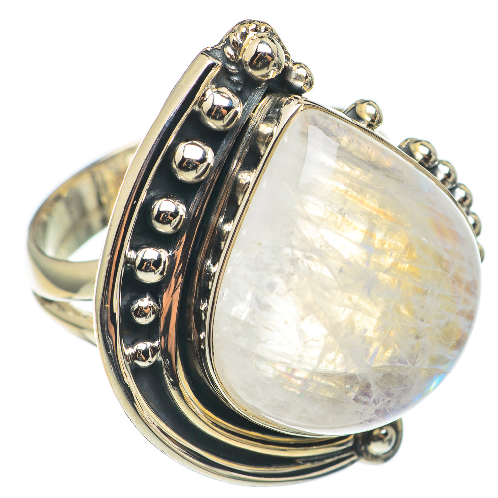 Rainbow Moonstone Rings handcrafted by Anasilvercos - RING69052