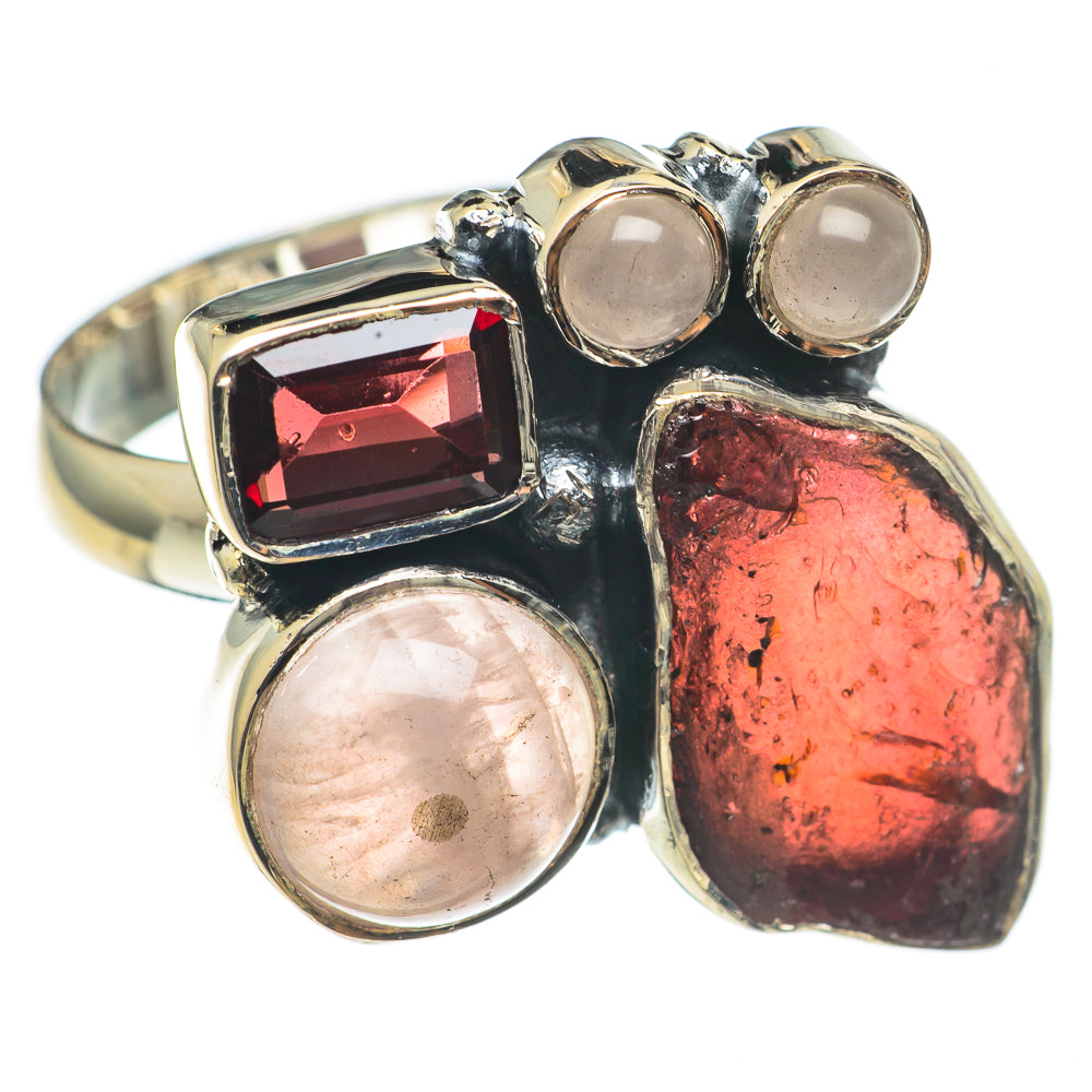 Garnet, Rose Quartz Rings handcrafted by Anasilvercos - RING69079