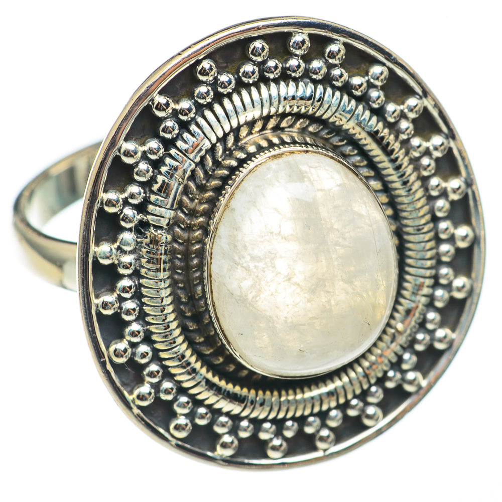 Rainbow Moonstone Rings handcrafted by Anasilvercos - RING69089