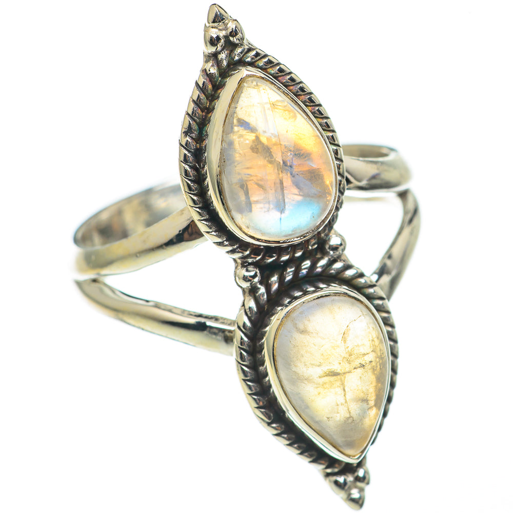 Rainbow Moonstone Rings handcrafted by Anasilvercos - RING69090