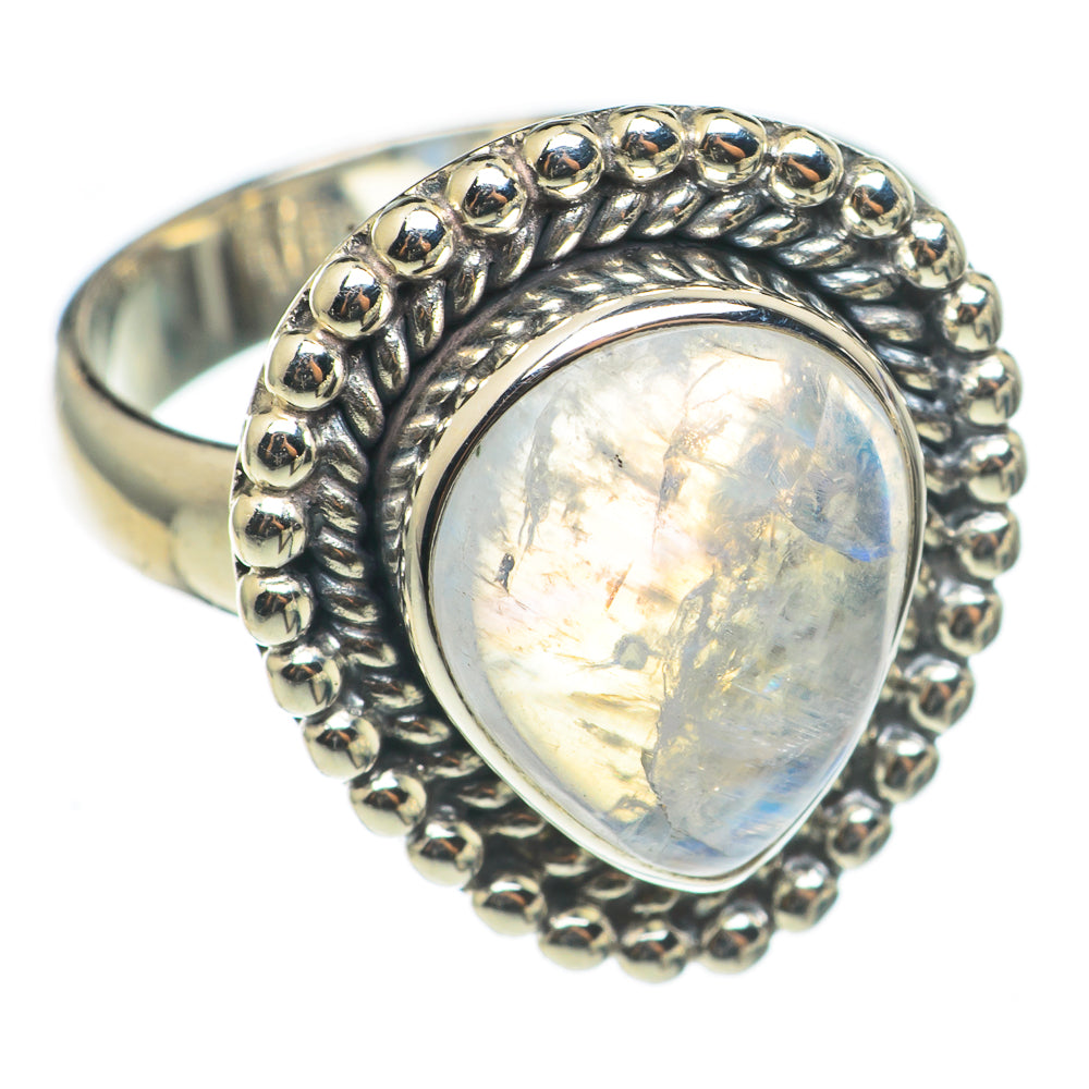 Rainbow Moonstone Rings handcrafted by Anasilvercos - RING69092