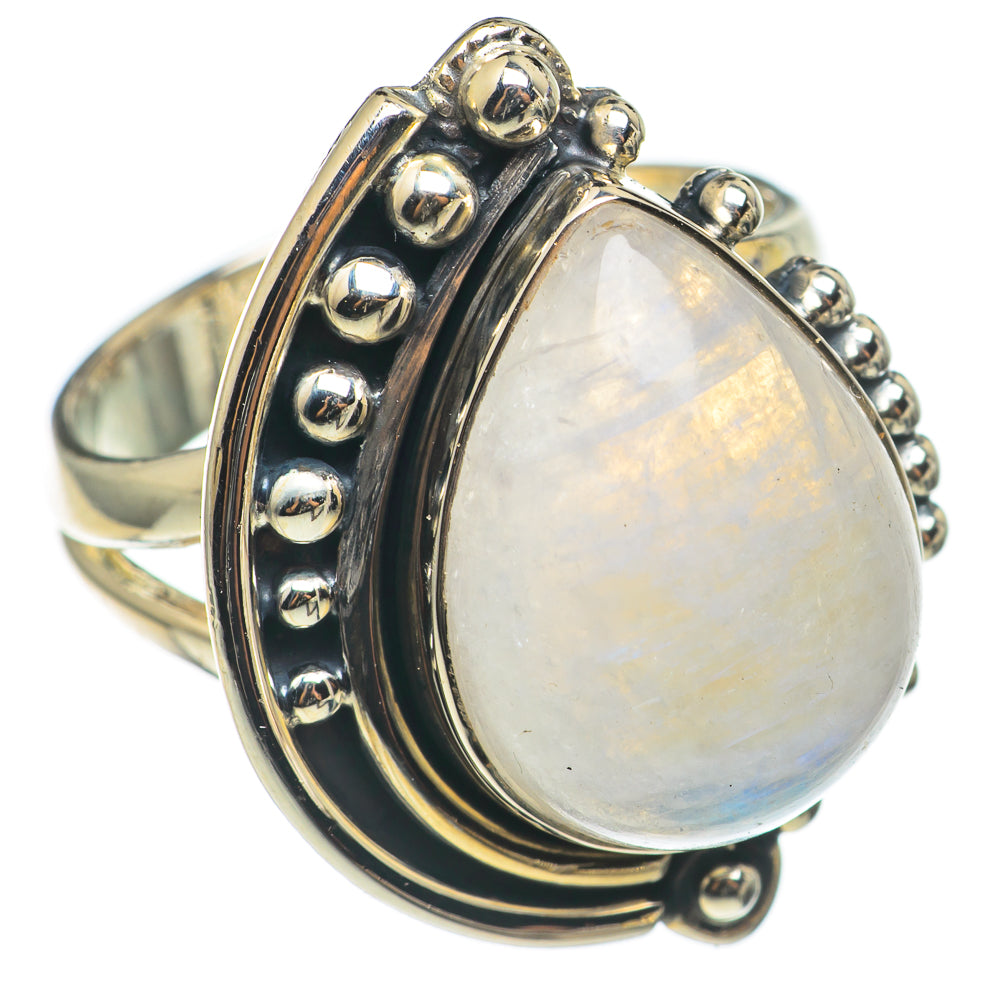 Rainbow Moonstone Rings handcrafted by Anasilvercos - RING69121