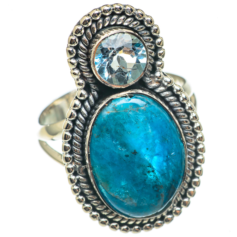 Chrysocolla In Quartz, Blue Topaz Rings handcrafted by Anasilvercos - RING69128