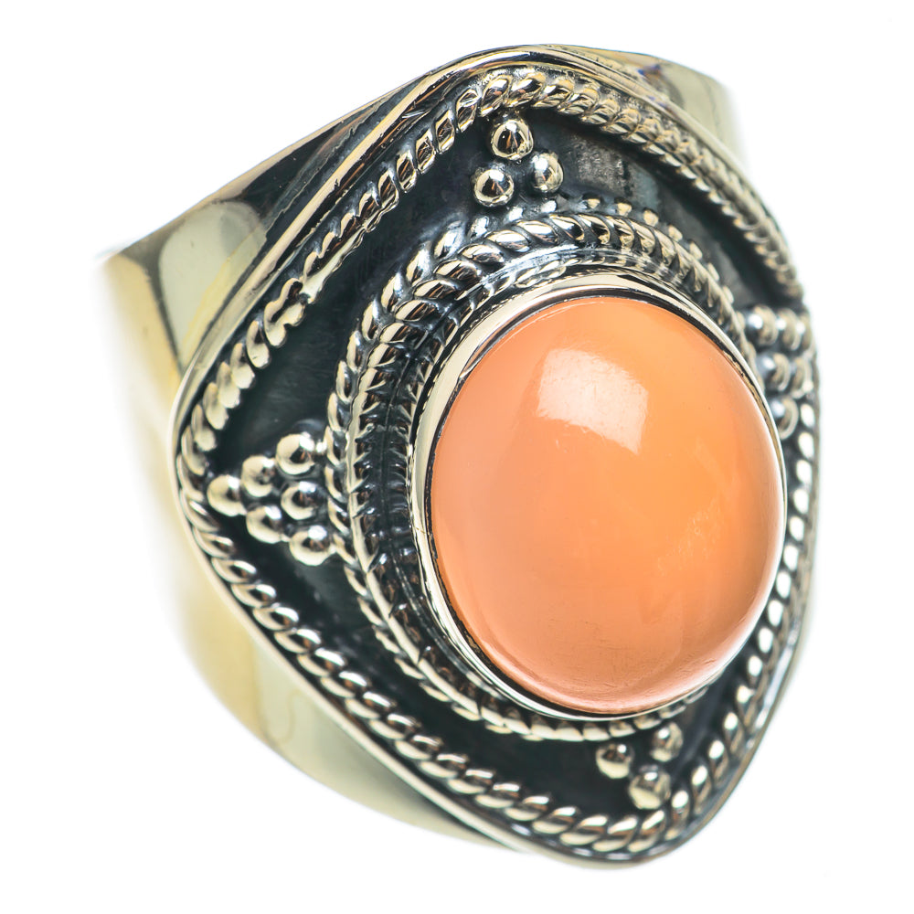 Peach Moonstone Rings handcrafted by Anasilvercos - RING69143