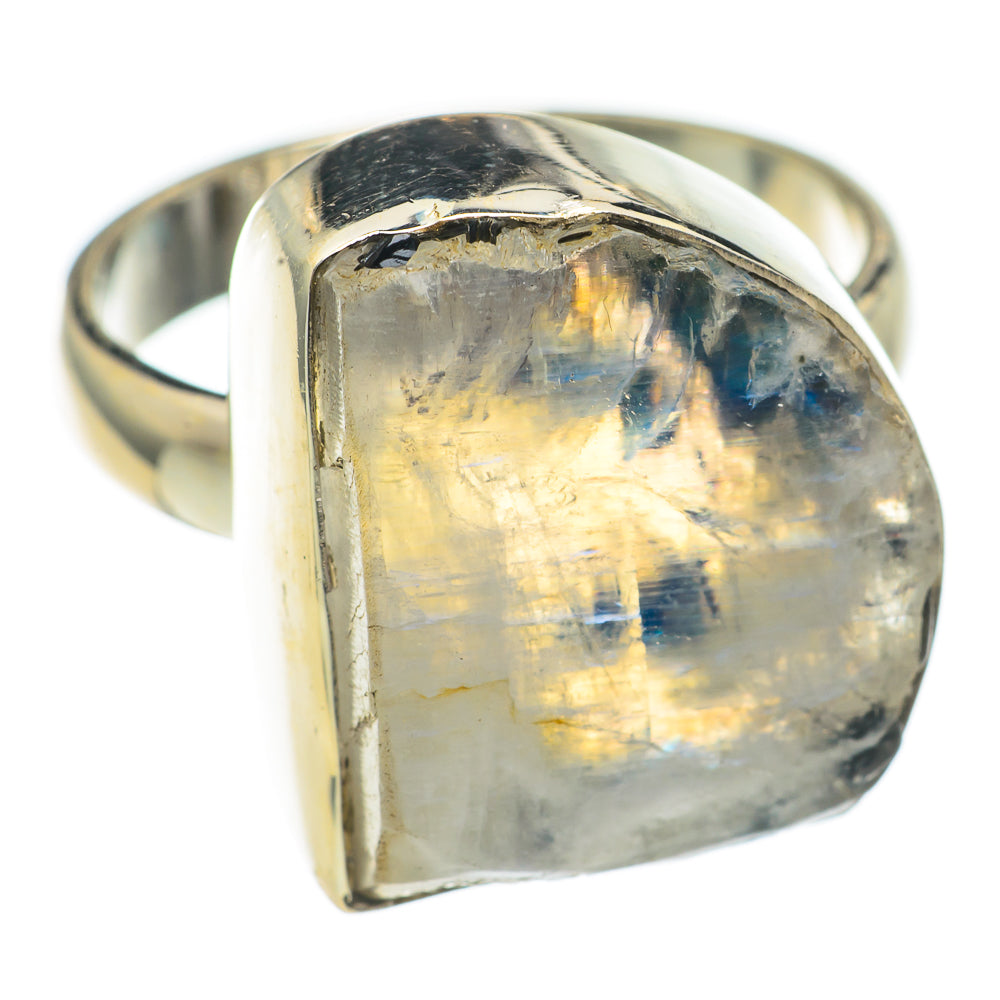 Rainbow Moonstone Rings handcrafted by Anasilvercos - RING69154