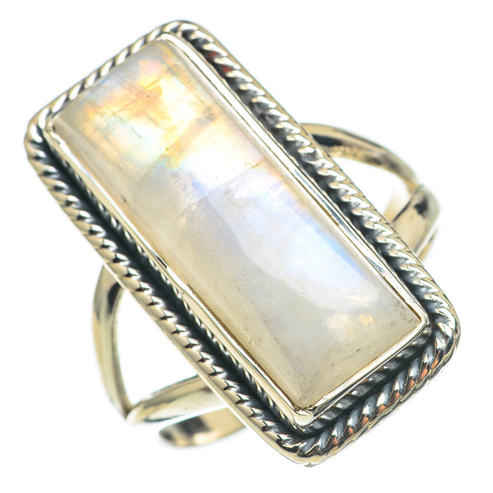 Rainbow Moonstone Rings handcrafted by Anasilvercos - RING69159