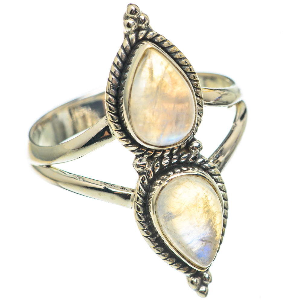 Rainbow Moonstone Rings handcrafted by Anasilvercos - RING69223