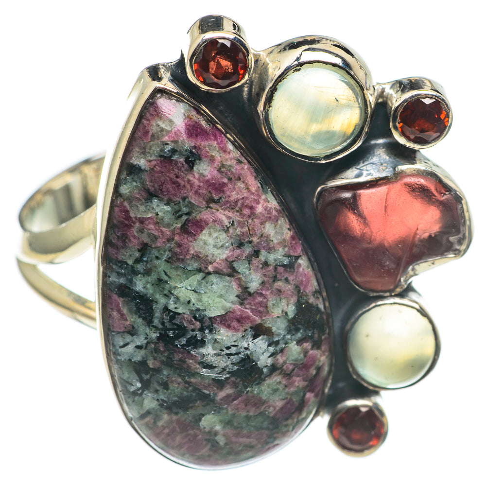 Russian Eudialyte, Garnet, Prehnite Rings handcrafted by Anasilvercos - RING69245
