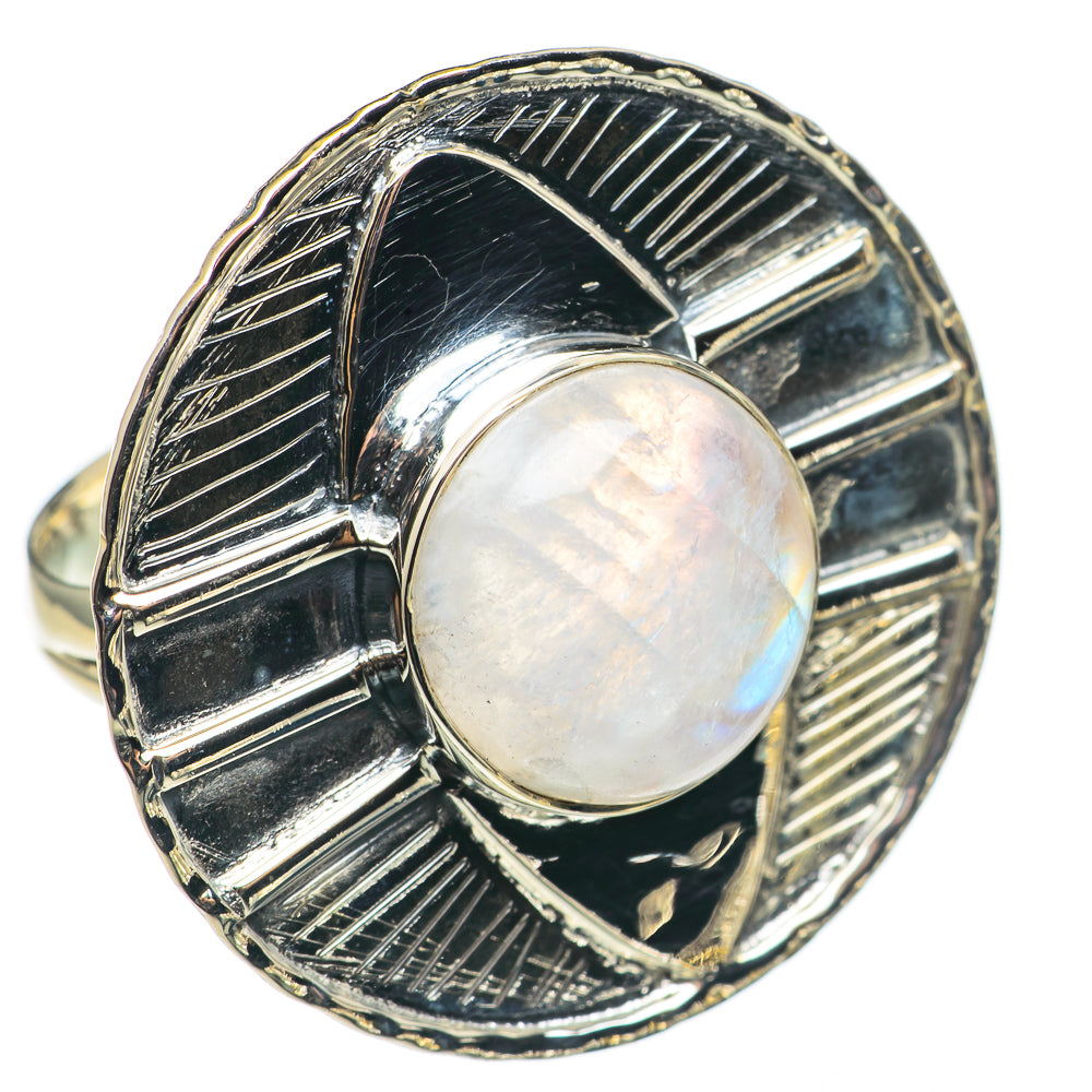 Rainbow Moonstone Rings handcrafted by Anasilvercos - RING69252