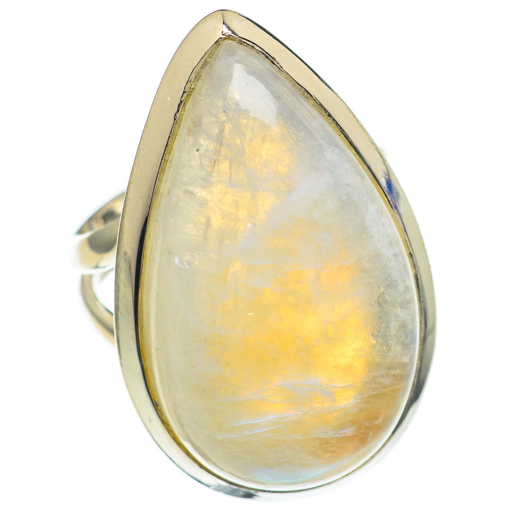 Rainbow Moonstone Rings handcrafted by Anasilvercos - RING69282