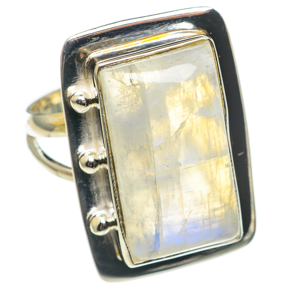 Rainbow Moonstone Rings handcrafted by Anasilvercos - RING69284