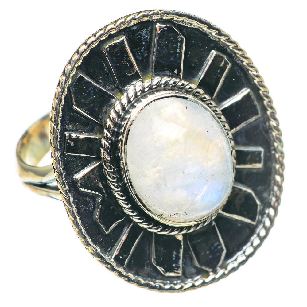 Rainbow Moonstone Rings handcrafted by Anasilvercos - RING69287