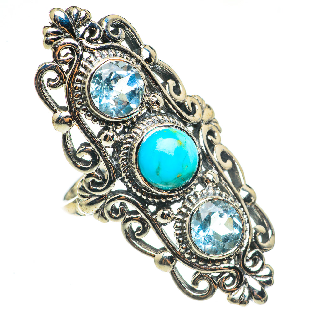 Arizona Turquoise, Blue Topaz Rings handcrafted by Anasilvercos - RING69295