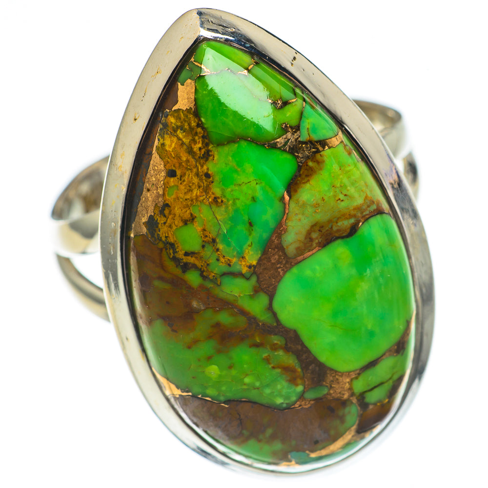 Green Copper Composite Turquoise Rings handcrafted by Anasilvercos - RING69306