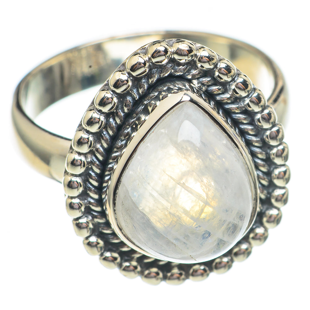 Rainbow Moonstone Rings handcrafted by Anasilvercos - RING69328