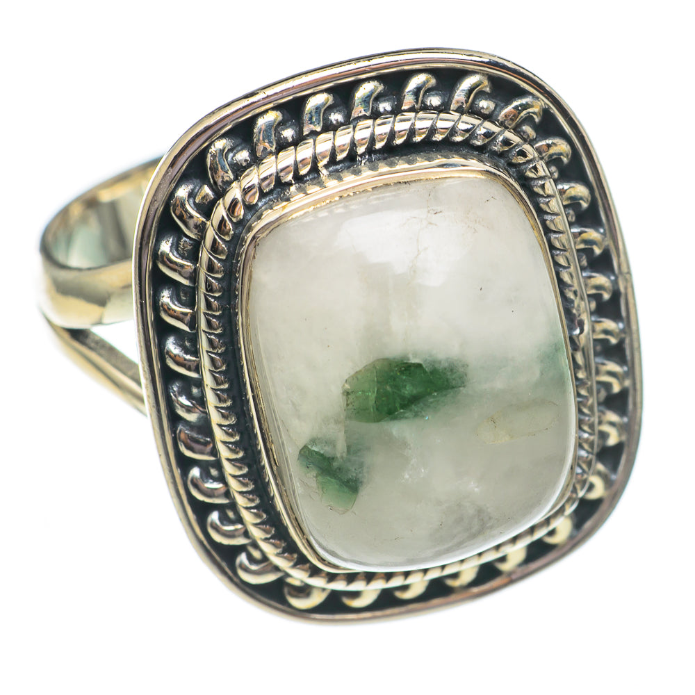 Green Tourmaline In Quartz Rings handcrafted by Anasilvercos - RING69329