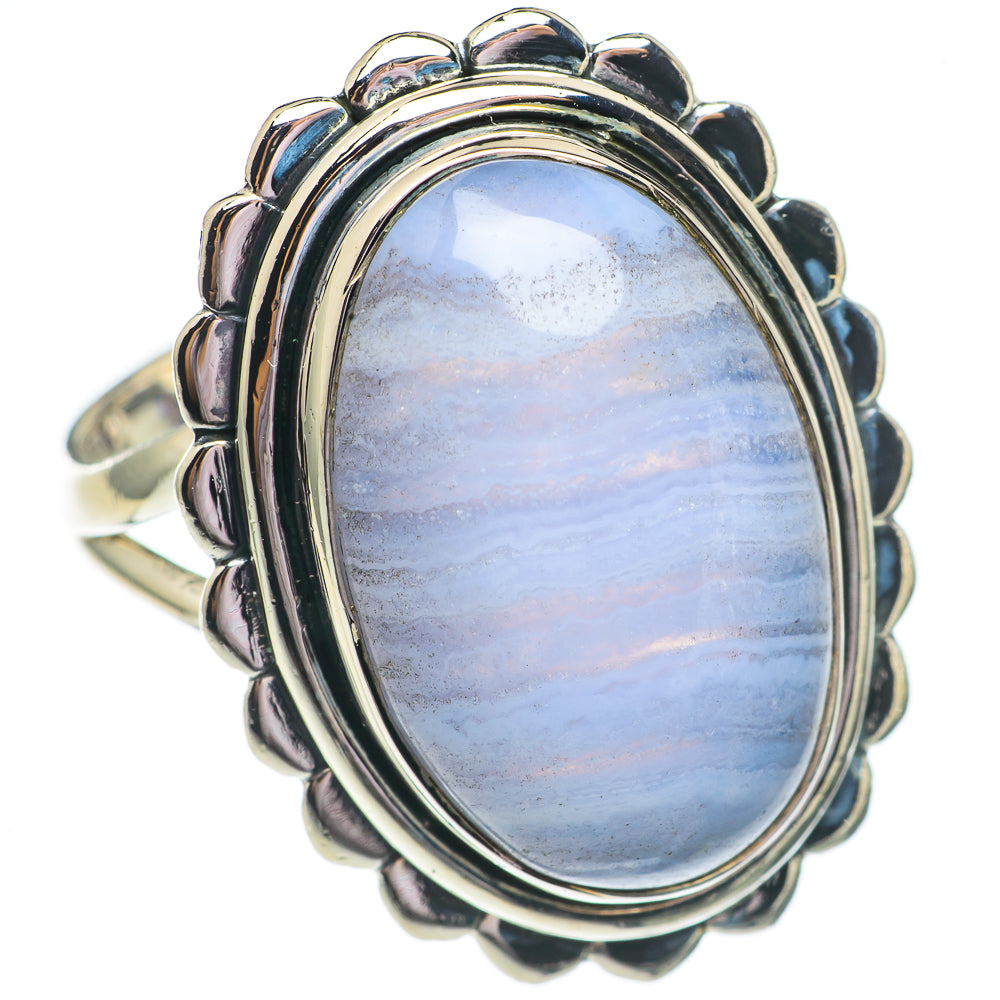 Blue Lace Agate Rings handcrafted by Anasilvercos - RING69368