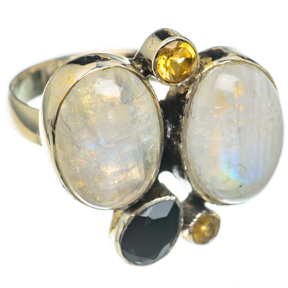 Rainbow Moonstone Rings handcrafted by Anasilvercos - RING69370