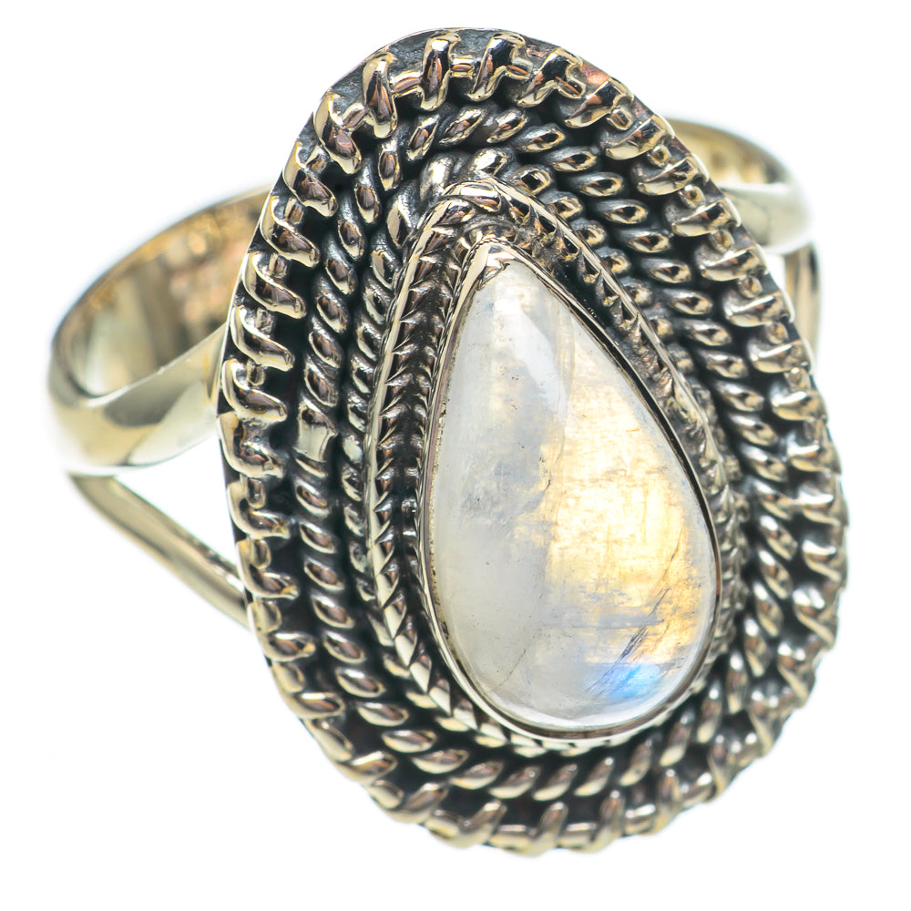 Rainbow Moonstone Rings handcrafted by Anasilvercos - RING69405