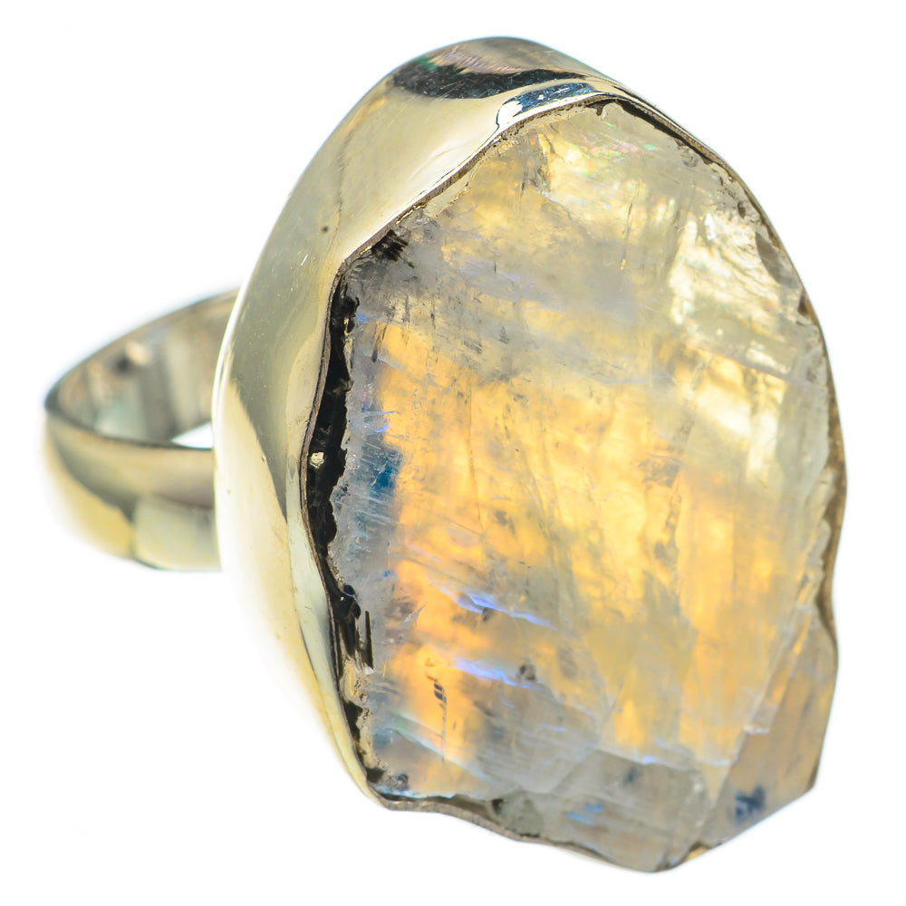 Rainbow Moonstone Rings handcrafted by Anasilvercos - RING69408