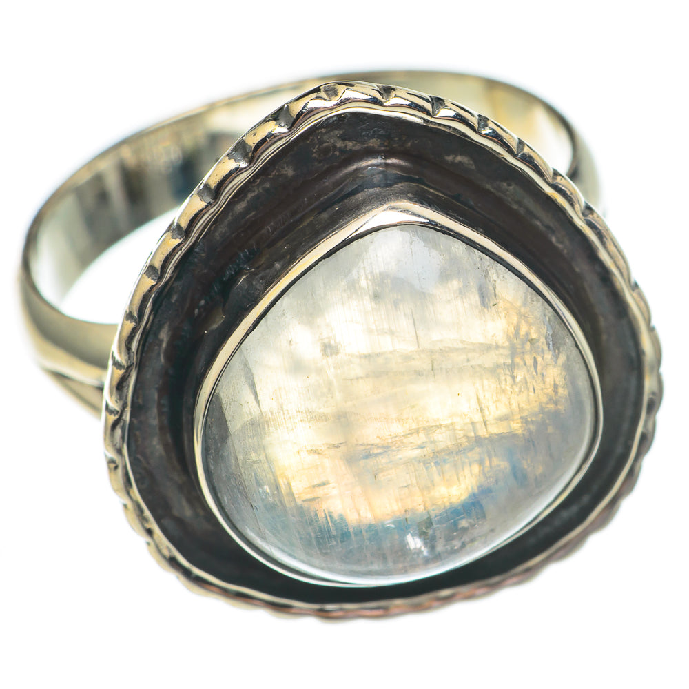 Rainbow Moonstone Rings handcrafted by Anasilvercos - RING69409