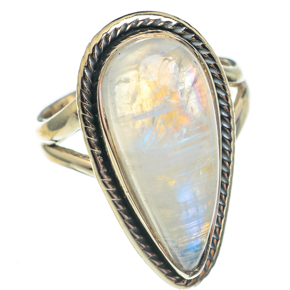 Rainbow Moonstone Rings handcrafted by Anasilvercos - RING69442