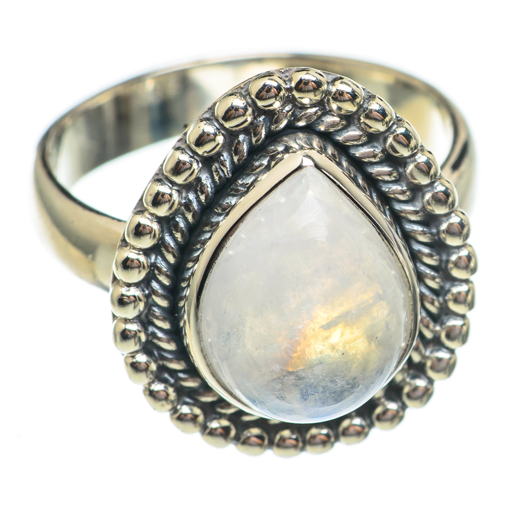 Rainbow Moonstone Rings handcrafted by Anasilvercos - RING69444