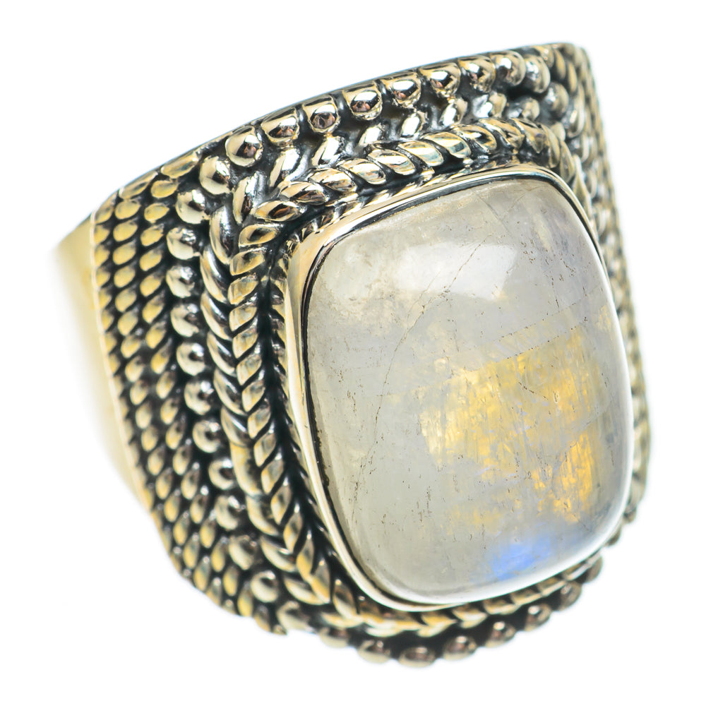 Rainbow Moonstone Rings handcrafted by Anasilvercos - RING69446