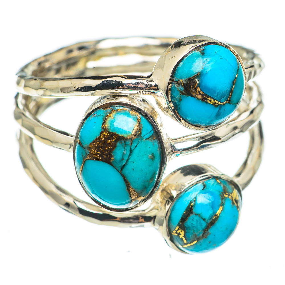 Blue Copper Composite Turquoise Rings handcrafted by Anasilvercos - RING69451