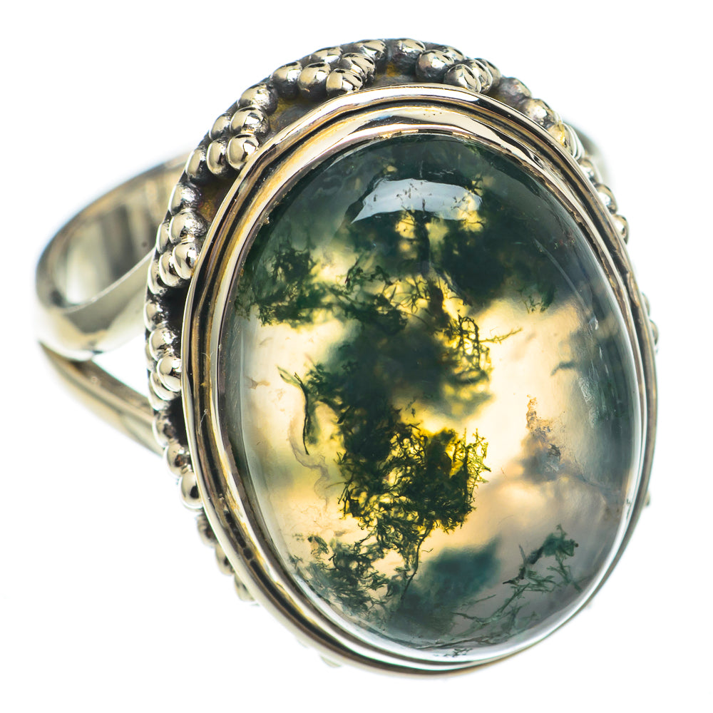 Green Moss Agate Rings handcrafted by Anasilvercos - RING69455