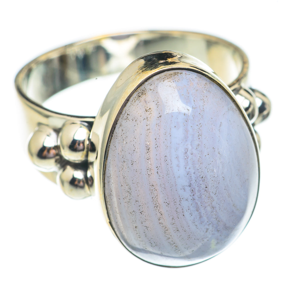 Blue Lace Agate Rings handcrafted by Anasilvercos - RING69483