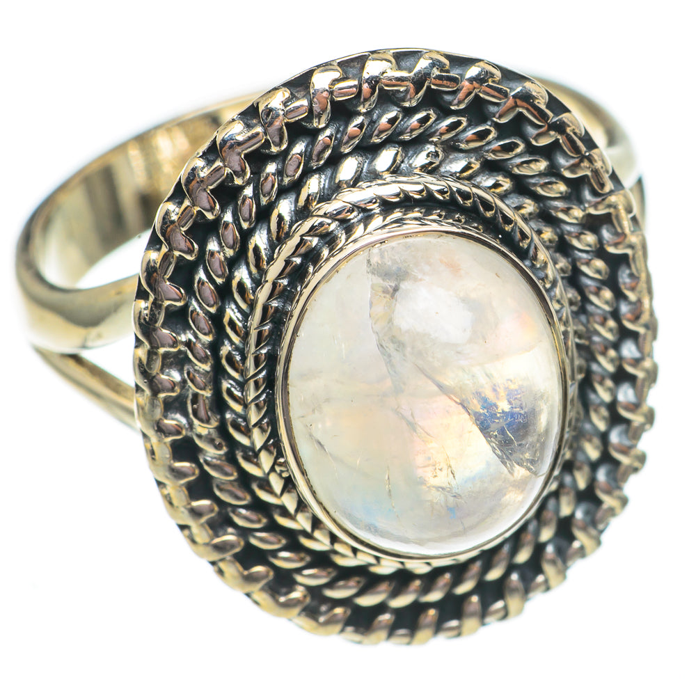 Rainbow Moonstone Rings handcrafted by Anasilvercos - RING69511