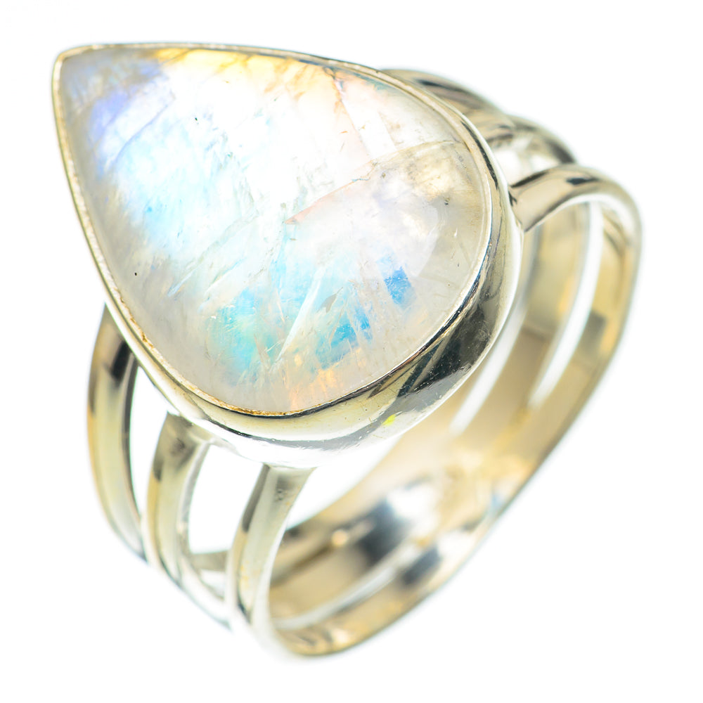 Rainbow Moonstone Rings handcrafted by Anasilvercos - RING69512