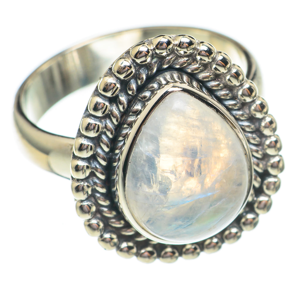 Rainbow Moonstone Rings handcrafted by Anasilvercos - RING69513