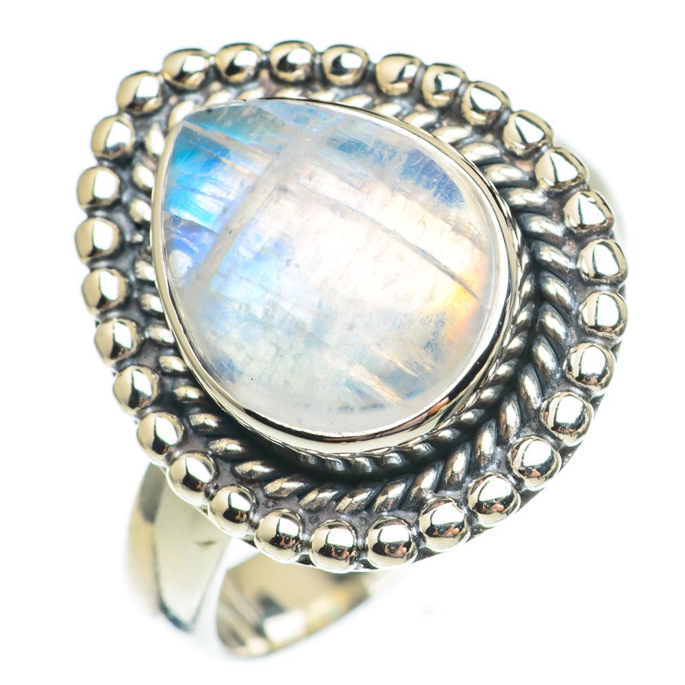 Rainbow Moonstone Rings handcrafted by Anasilvercos - RING69544