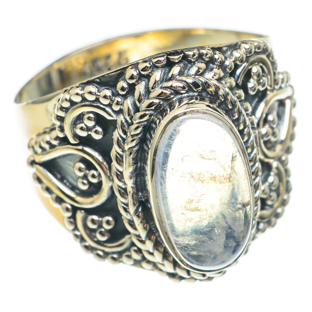 Rainbow Moonstone Rings handcrafted by Anasilvercos - RING69545