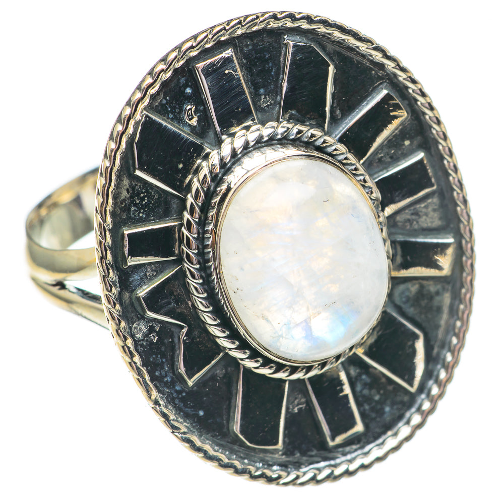 Rainbow Moonstone Rings handcrafted by Anasilvercos - RING69547