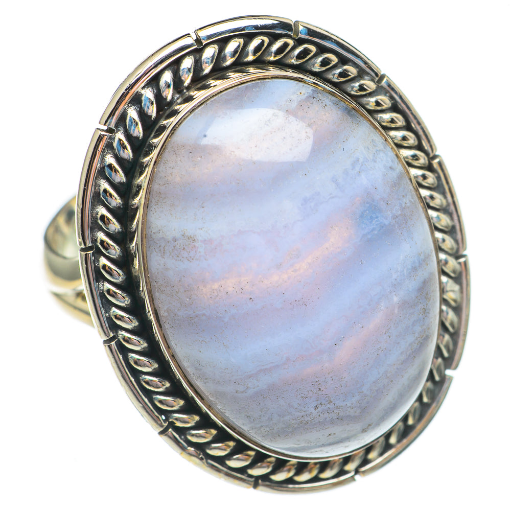 Blue Lace Agate Rings handcrafted by Anasilvercos - RING69551